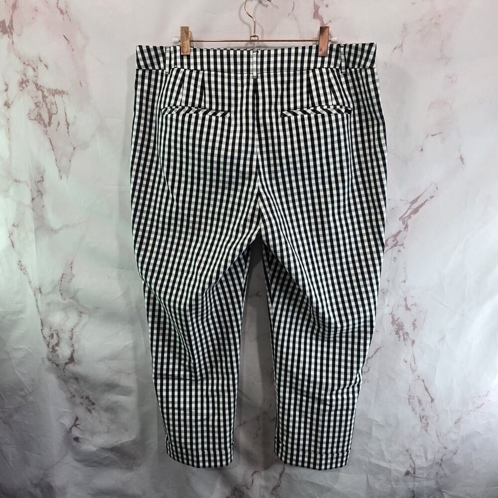 White House Black Market Pants Womens 12 Black White Gingham Crop Stretch